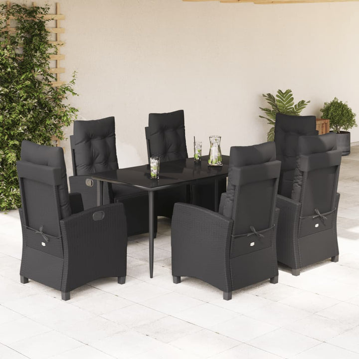 Set Mobilier De Grădină Cu Perne, 3 Piese, Negru, Poliratan