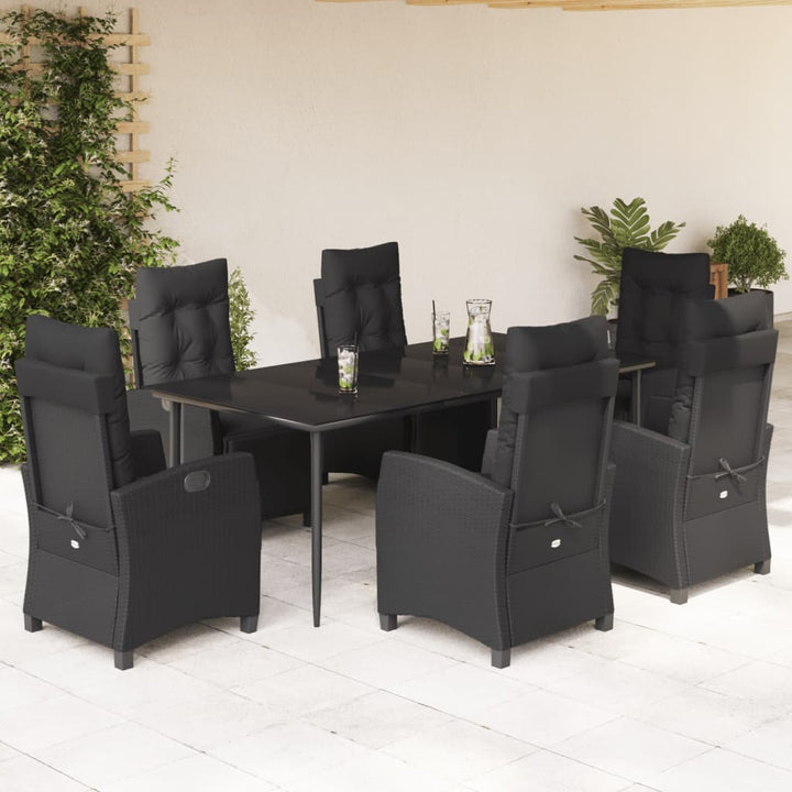 Set Mobilier De Grădină Cu Perne, 3 Piese, Negru, Poliratan