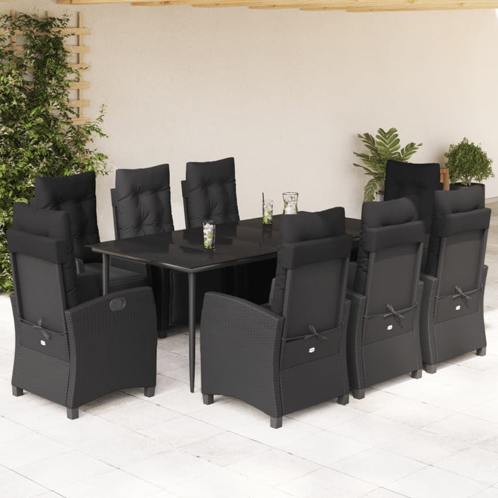 Set Mobilier De Grădină Cu Perne, 3 Piese, Negru, Poliratan