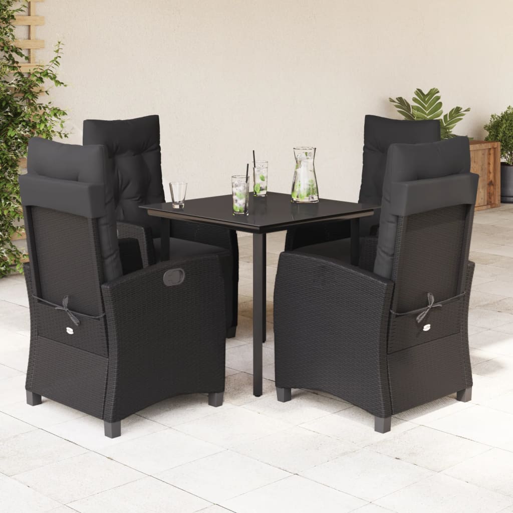 Set Mobilier De Grădină Cu Perne, 3 Piese, Negru, Poliratan