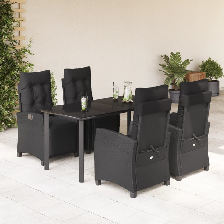 Set Mobilier De Grădină Cu Perne, 3 Piese, Negru, Poliratan