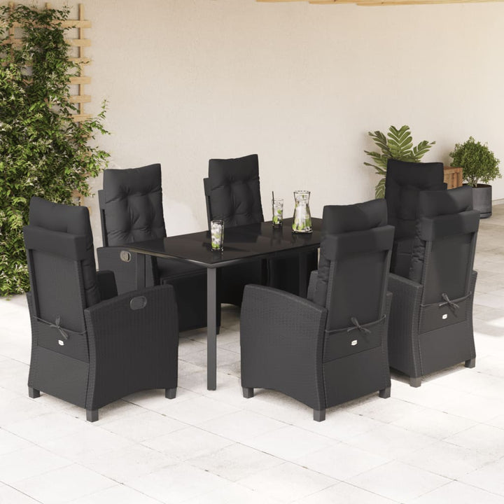 Set Mobilier De Grădină Cu Perne, 3 Piese, Negru, Poliratan