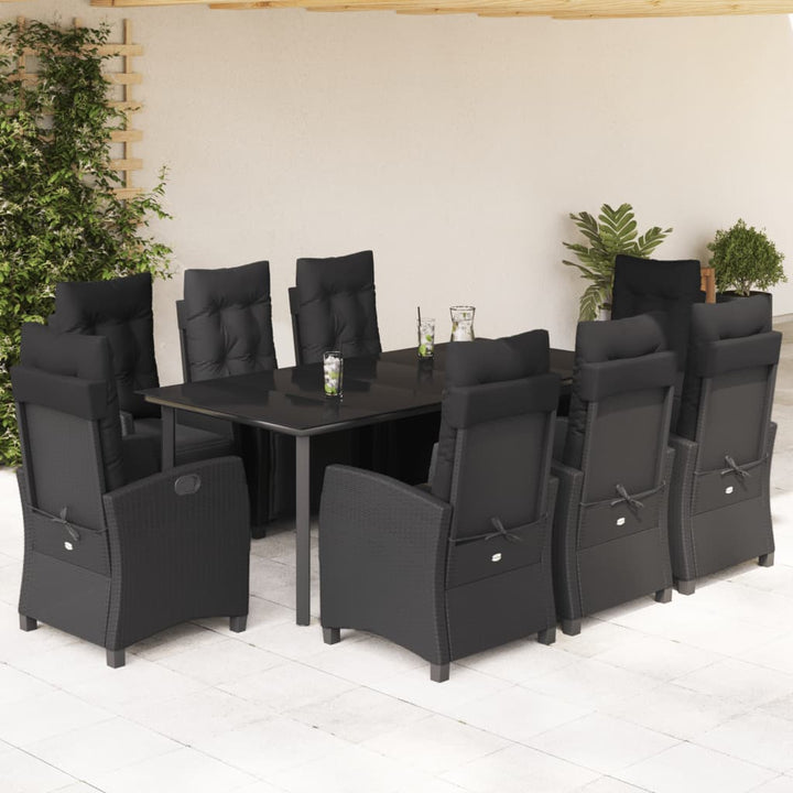 Set Mobilier De Grădină Cu Perne, 3 Piese, Negru, Poliratan