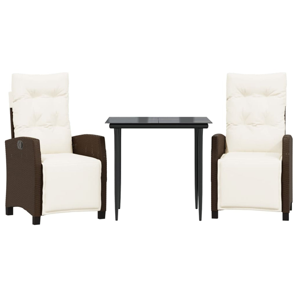 Set Mobilier De Grădină Cu Perne, 3 Piese, Maro, Poliratan