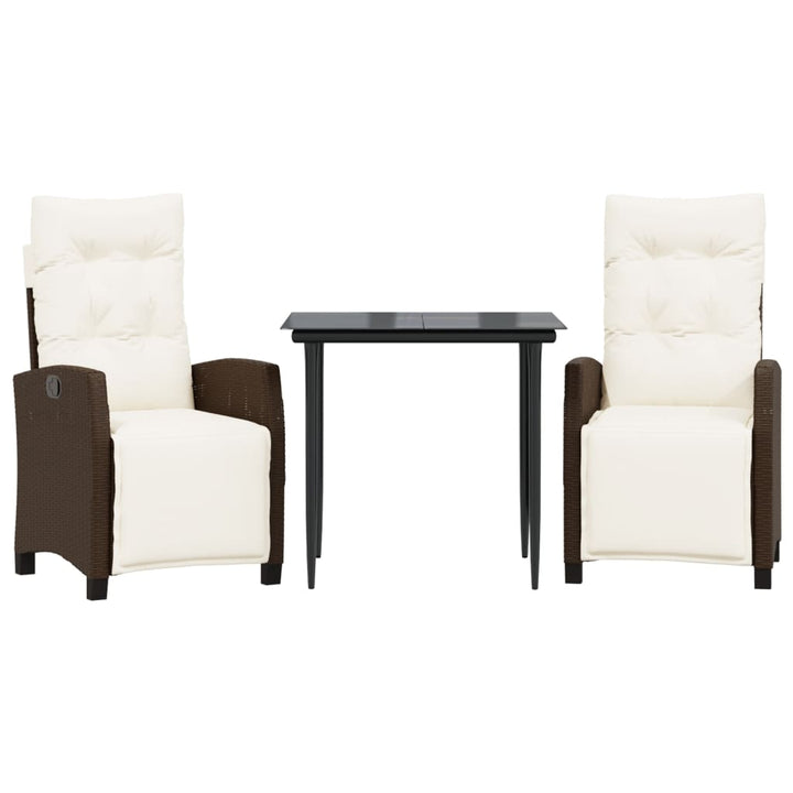 Set Mobilier De Grădină Cu Perne, 3 Piese, Maro, Poliratan
