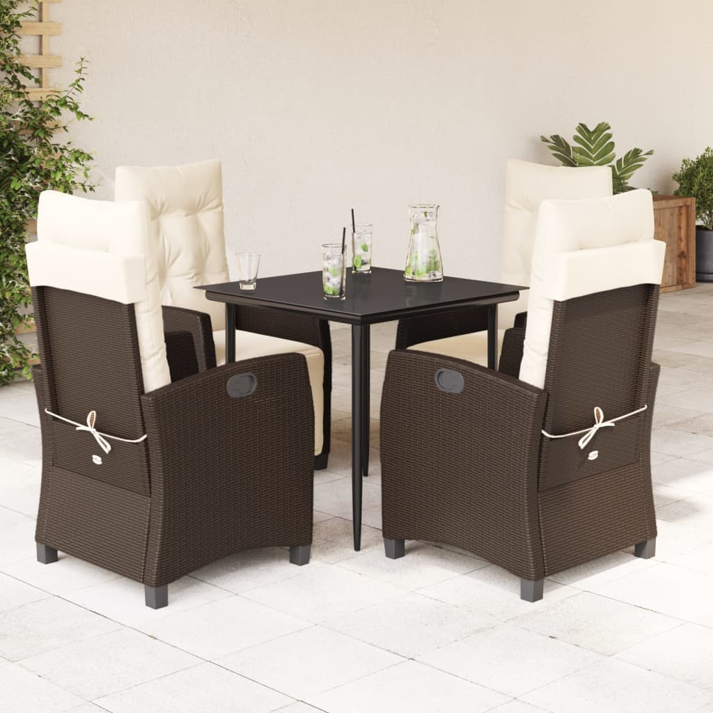 Set Mobilier De Grădină Cu Perne, 3 Piese, Maro, Poliratan