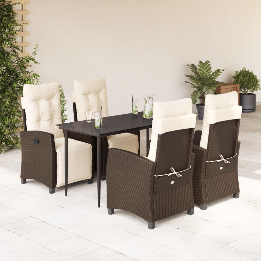 Set Mobilier De Grădină Cu Perne, 3 Piese, Maro, Poliratan