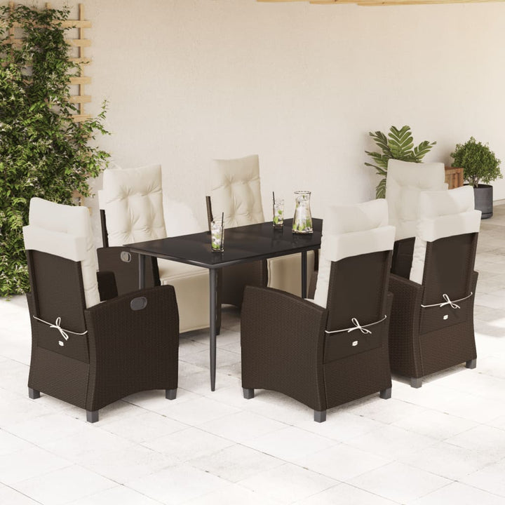 Set Mobilier De Grădină Cu Perne, 3 Piese, Maro, Poliratan