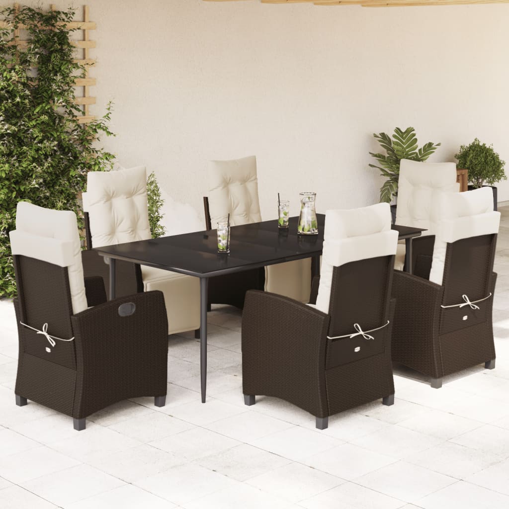 Set Mobilier De Grădină Cu Perne, 3 Piese, Maro, Poliratan