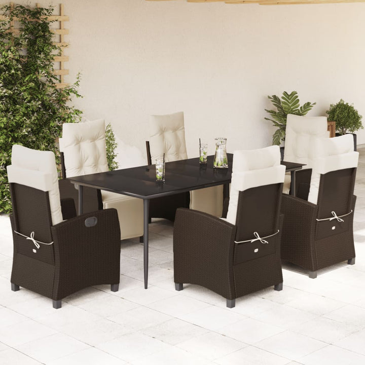 Set Mobilier De Grădină Cu Perne, 3 Piese, Maro, Poliratan