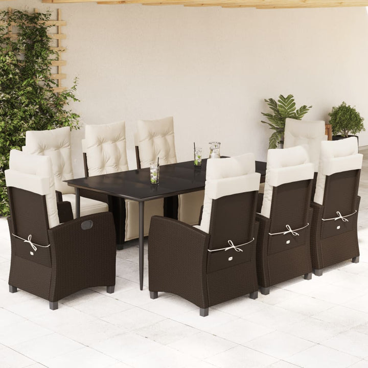 Set Mobilier De Grădină Cu Perne, 3 Piese, Maro, Poliratan