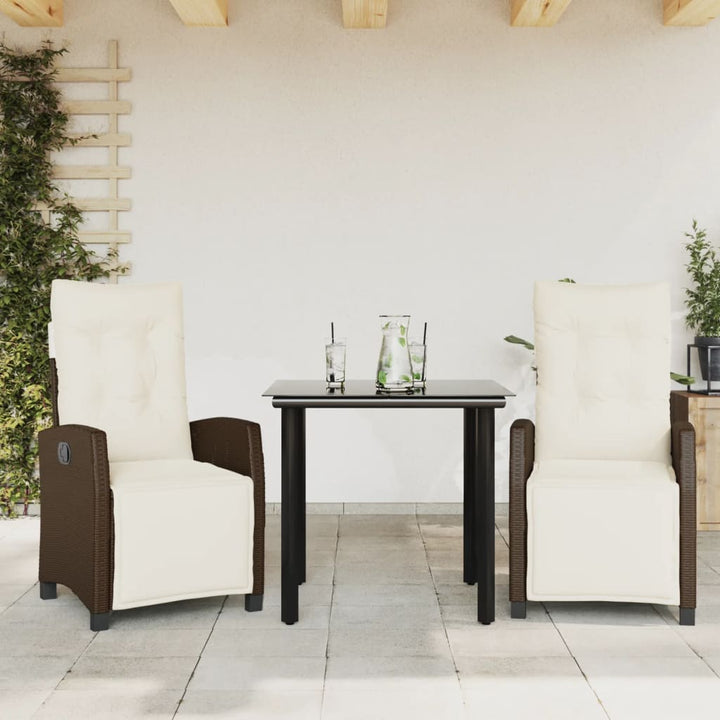Set Mobilier De Grădină Cu Perne, 3 Piese, Maro, Poliratan