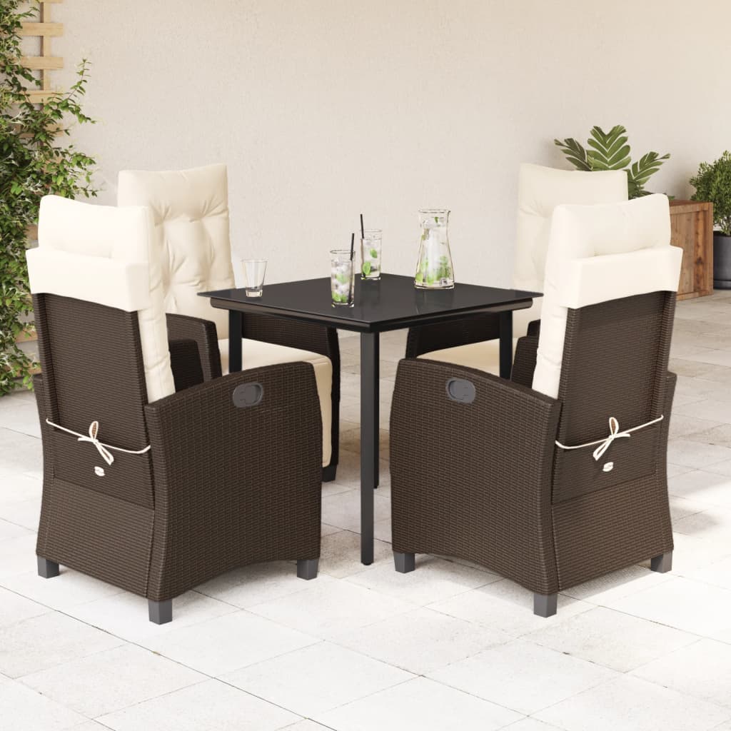 Set Mobilier De Grădină Cu Perne, 3 Piese, Maro, Poliratan