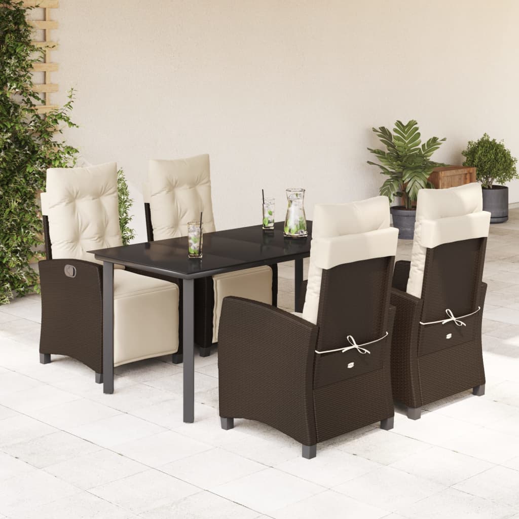 Set Mobilier De Grădină Cu Perne, 3 Piese, Maro, Poliratan