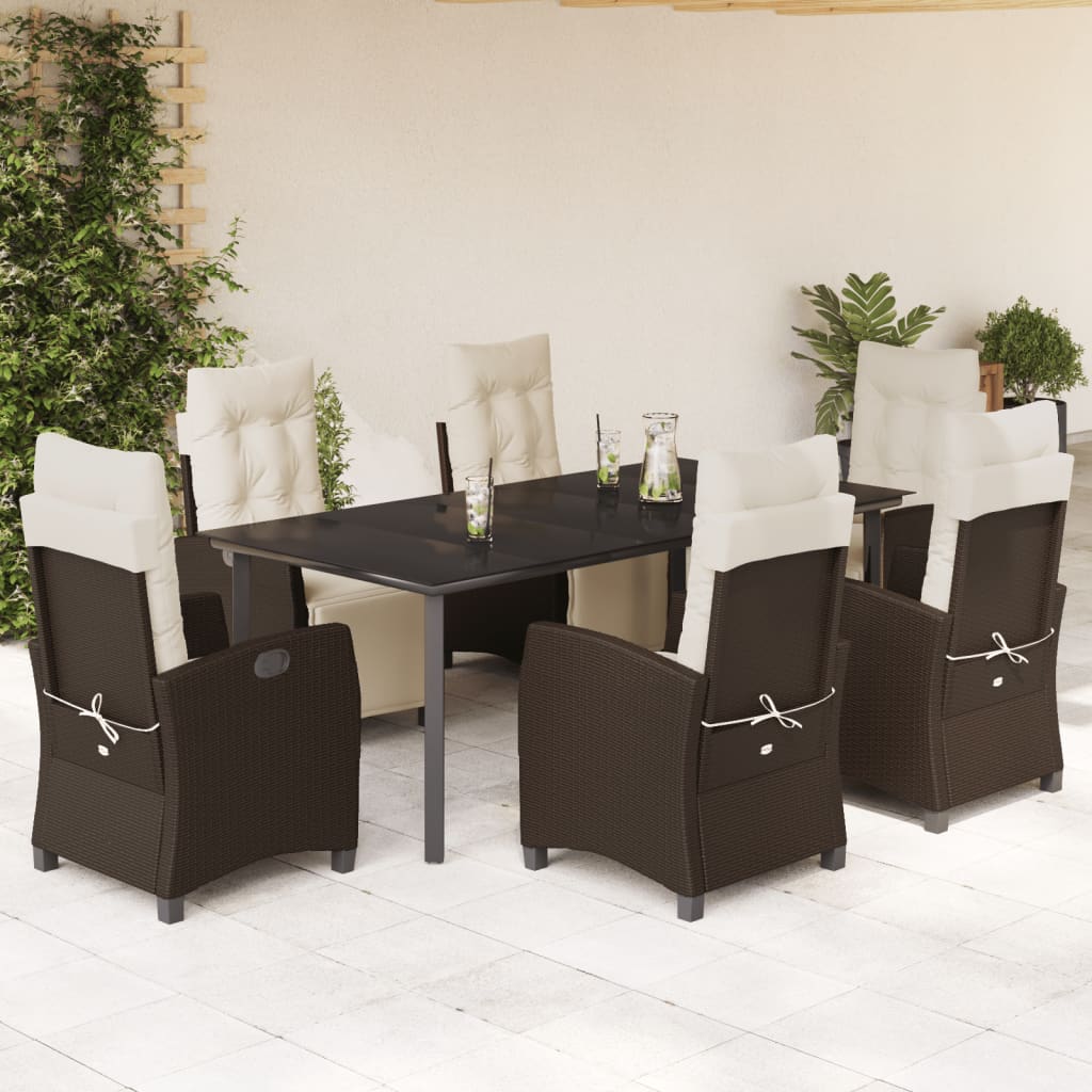 Set Mobilier De Grădină Cu Perne, 3 Piese, Maro, Poliratan