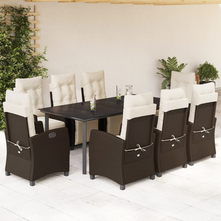 Set Mobilier De Grădină Cu Perne, 3 Piese, Maro, Poliratan