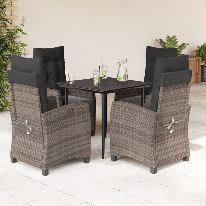 Set Mobilier De Grădină Cu Perne, 3 Piese, Gri, Poliratan