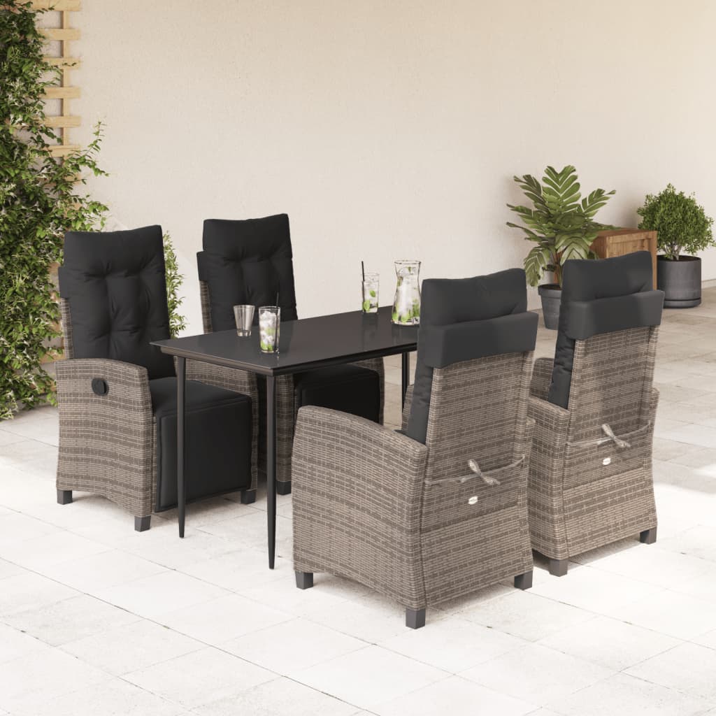 Set Mobilier De Grădină Cu Perne, 3 Piese, Gri, Poliratan