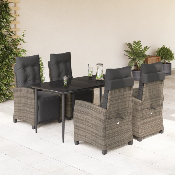 Set Mobilier De Grădină Cu Perne, 3 Piese, Gri, Poliratan