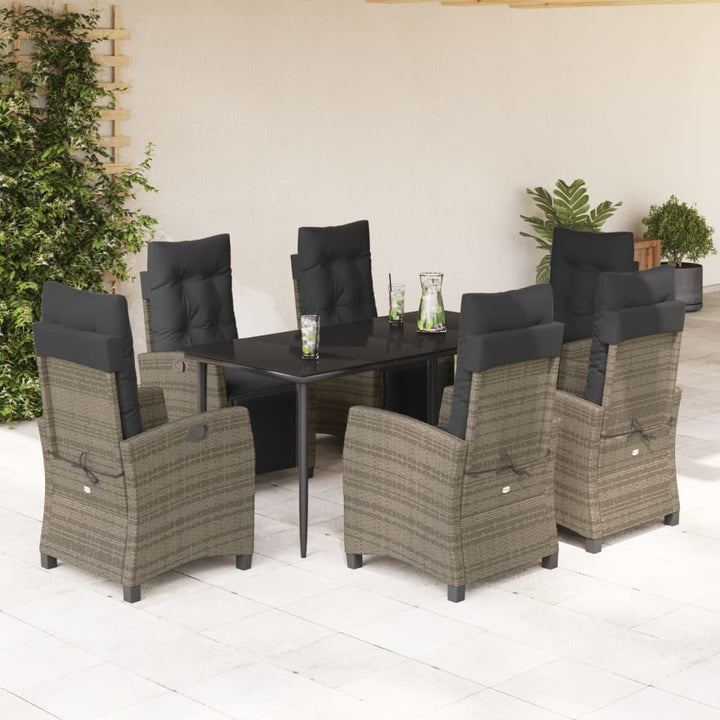 Set Mobilier De Grădină Cu Perne, 3 Piese, Gri, Poliratan
