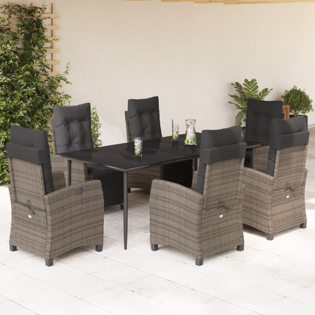 Set Mobilier De Grădină Cu Perne, 3 Piese, Gri, Poliratan