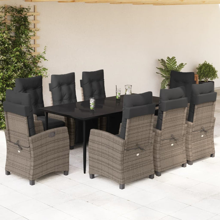 Set Mobilier De Grădină Cu Perne, 3 Piese, Gri, Poliratan
