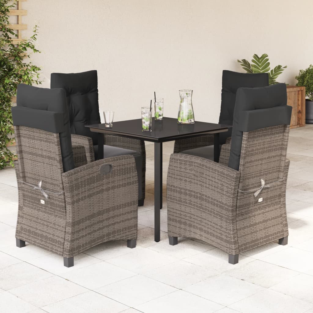 Set Mobilier De Grădină Cu Perne, 3 Piese, Gri, Poliratan