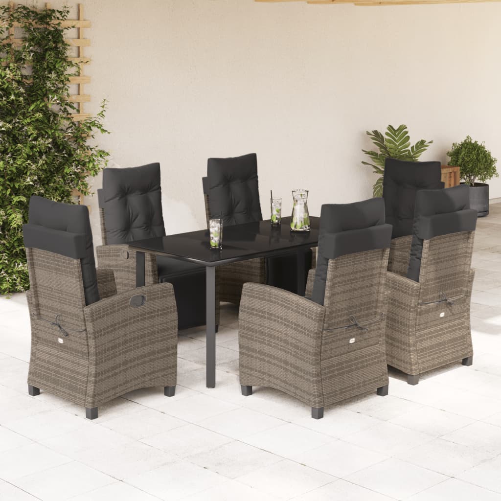 Set Mobilier De Grădină Cu Perne, 3 Piese, Gri, Poliratan