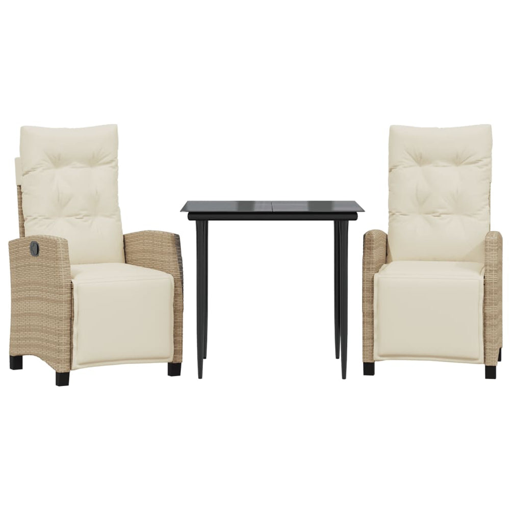 Set Mobilier De Grădină Cu Perne, 3 Piese, Bej, Poliratan
