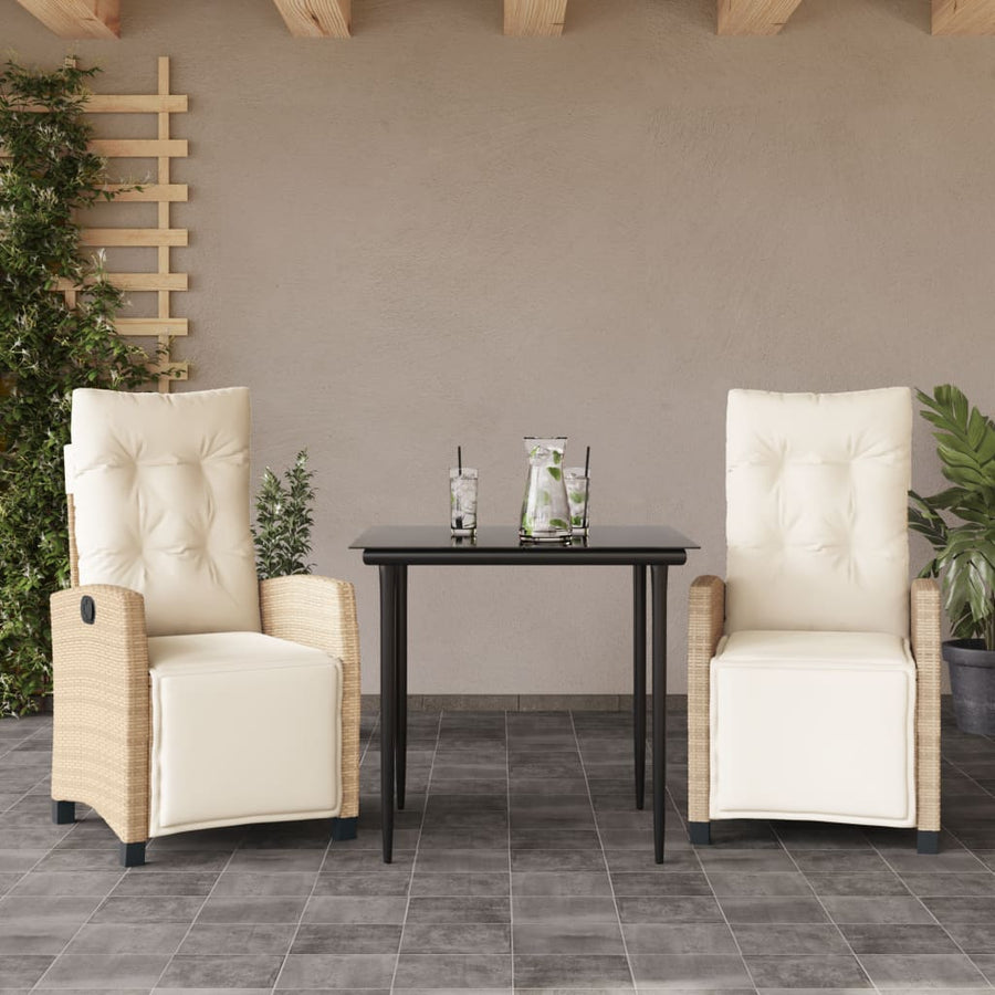 Set Mobilier De Grădină Cu Perne, 3 Piese, Bej, Poliratan