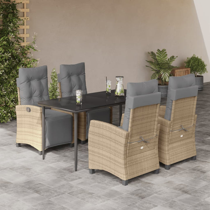 Set Mobilier Pentru Grădină, 7 Piese, Cu Perne, Bej, Poliratan