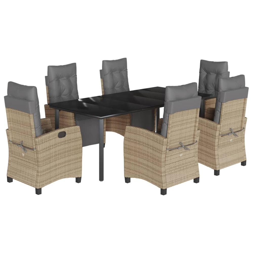 Set Mobilier Pentru Grădină, 7 Piese, Cu Perne, Bej, Poliratan