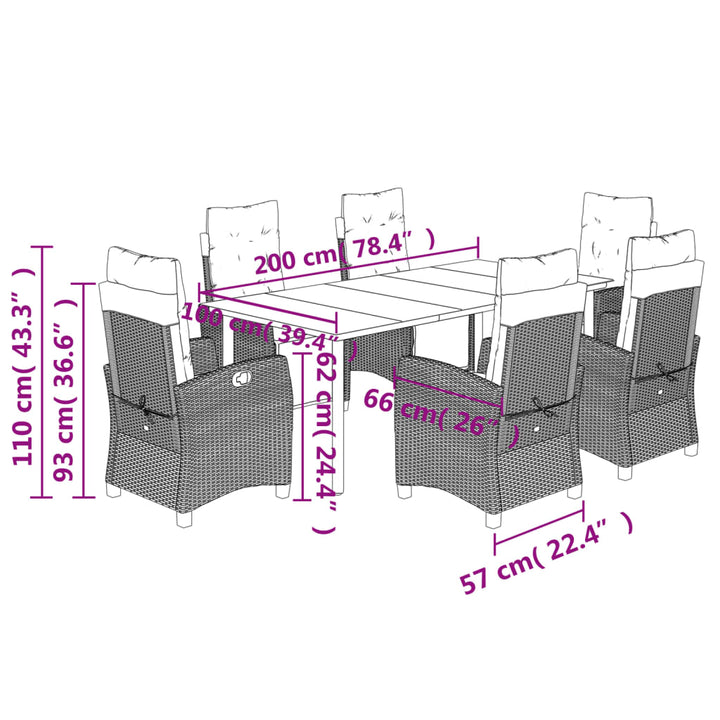 Set Mobilier Pentru Grădină, 7 Piese, Cu Perne, Bej, Poliratan