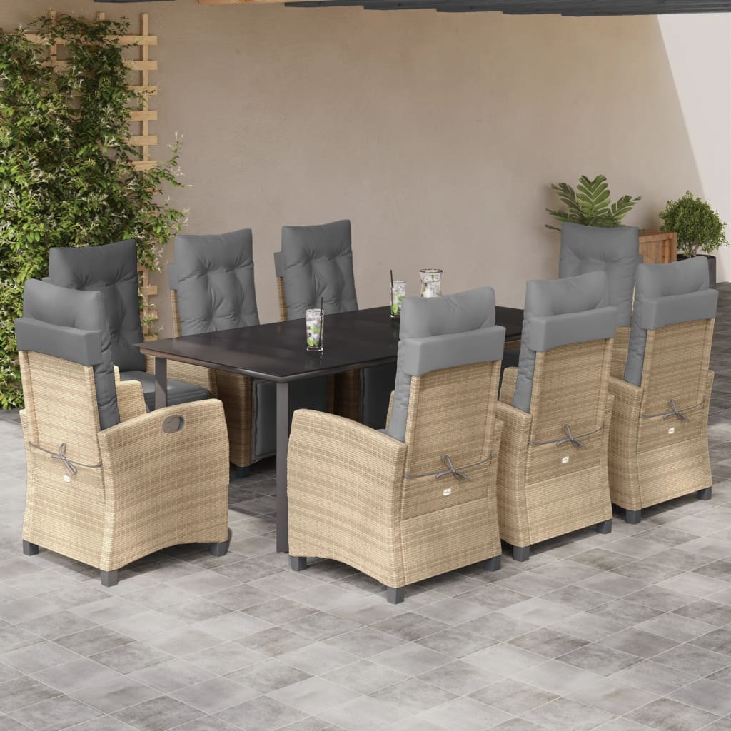 Set Mobilier Pentru Grădină, 7 Piese, Cu Perne, Bej, Poliratan