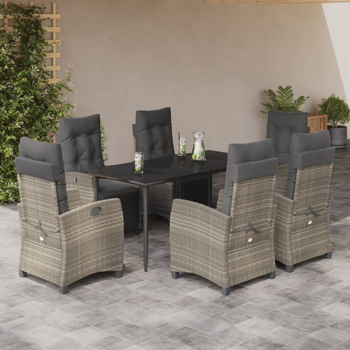 Set Mobilier Grădină Cu Perne, 9 Piese, Gri Deschis, Poliratan