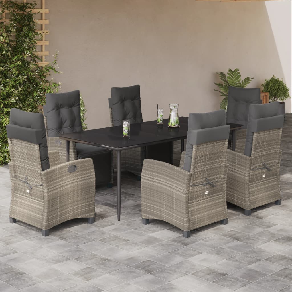 Set Mobilier Grădină Cu Perne, 9 Piese, Gri Deschis, Poliratan