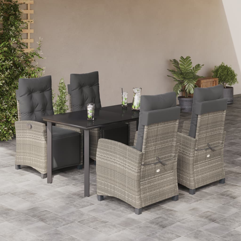 Set Mobilier Grădină Cu Perne, 9 Piese, Gri Deschis, Poliratan