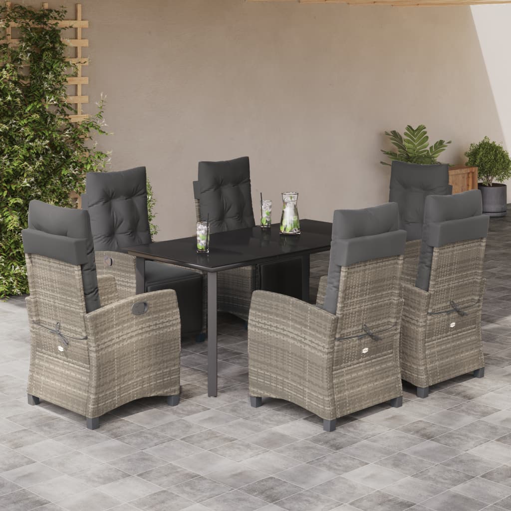 Set Mobilier Grădină Cu Perne, 9 Piese, Gri Deschis, Poliratan