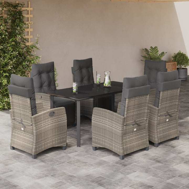 Set Mobilier Grădină Cu Perne, 9 Piese, Gri Deschis, Poliratan
