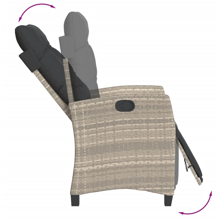 Set Mobilier Grădină Cu Perne, 9 Piese, Gri Deschis, Poliratan