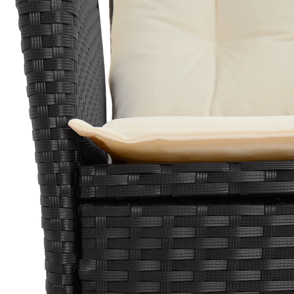 Set Mobilier De Grădină Cu Perne, 5 Piese, Negru, Poliratan Negru Și Crem