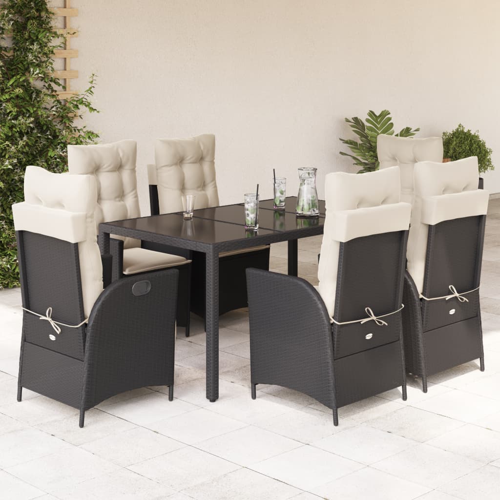 Set Mobilier De Grădină Cu Perne, 5 Piese, Negru, Poliratan Negru Și Crem