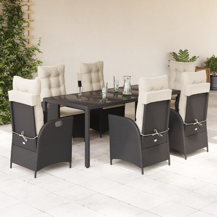 Set Mobilier De Grădină Cu Perne, 5 Piese, Negru, Poliratan Negru Și Crem
