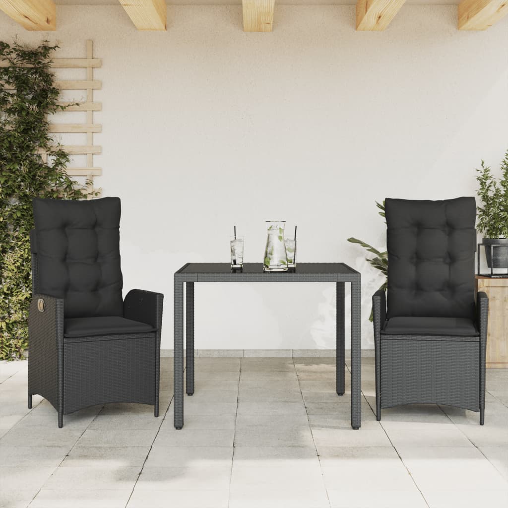 Set Mobilier De Grădină Cu Perne, 5 Piese, , Poliratan Negru
