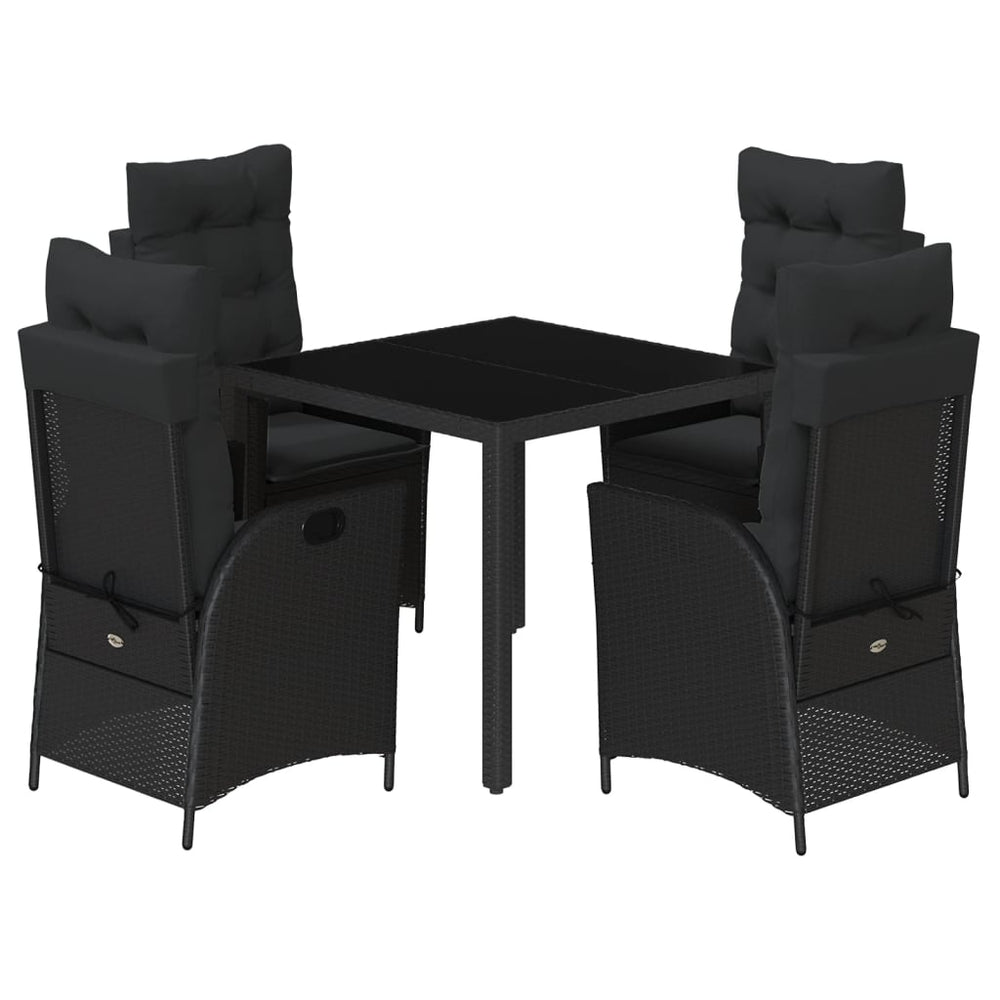 Set Mobilier De Grădină Cu Perne, 5 Piese, , Poliratan Negru