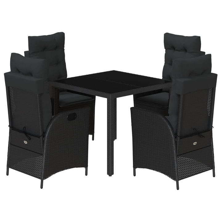 Set Mobilier De Grădină Cu Perne, 5 Piese, , Poliratan Negru