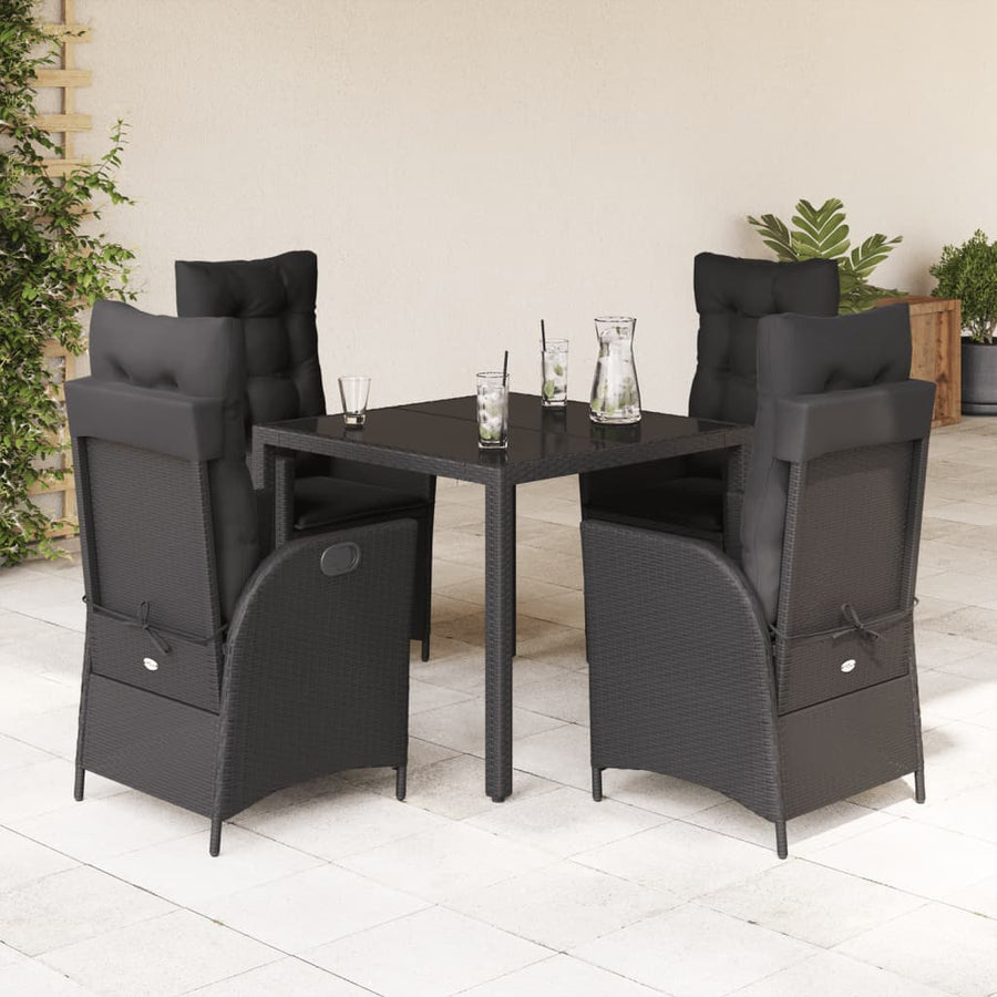 Set Mobilier De Grădină Cu Perne, 5 Piese, , Poliratan Negru