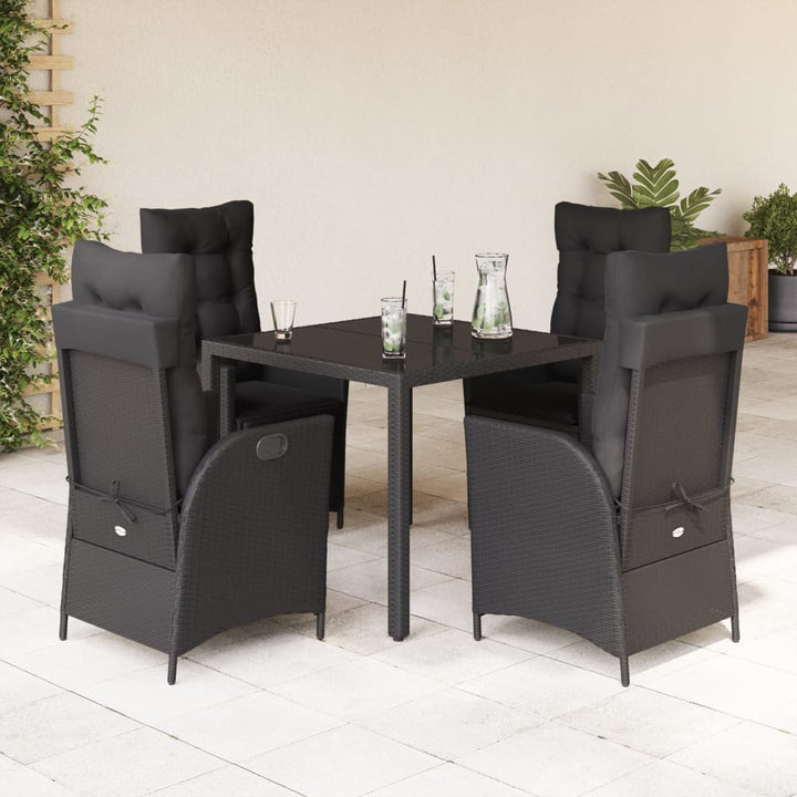 Set Mobilier De Grădină Cu Perne, 5 Piese, , Poliratan Negru