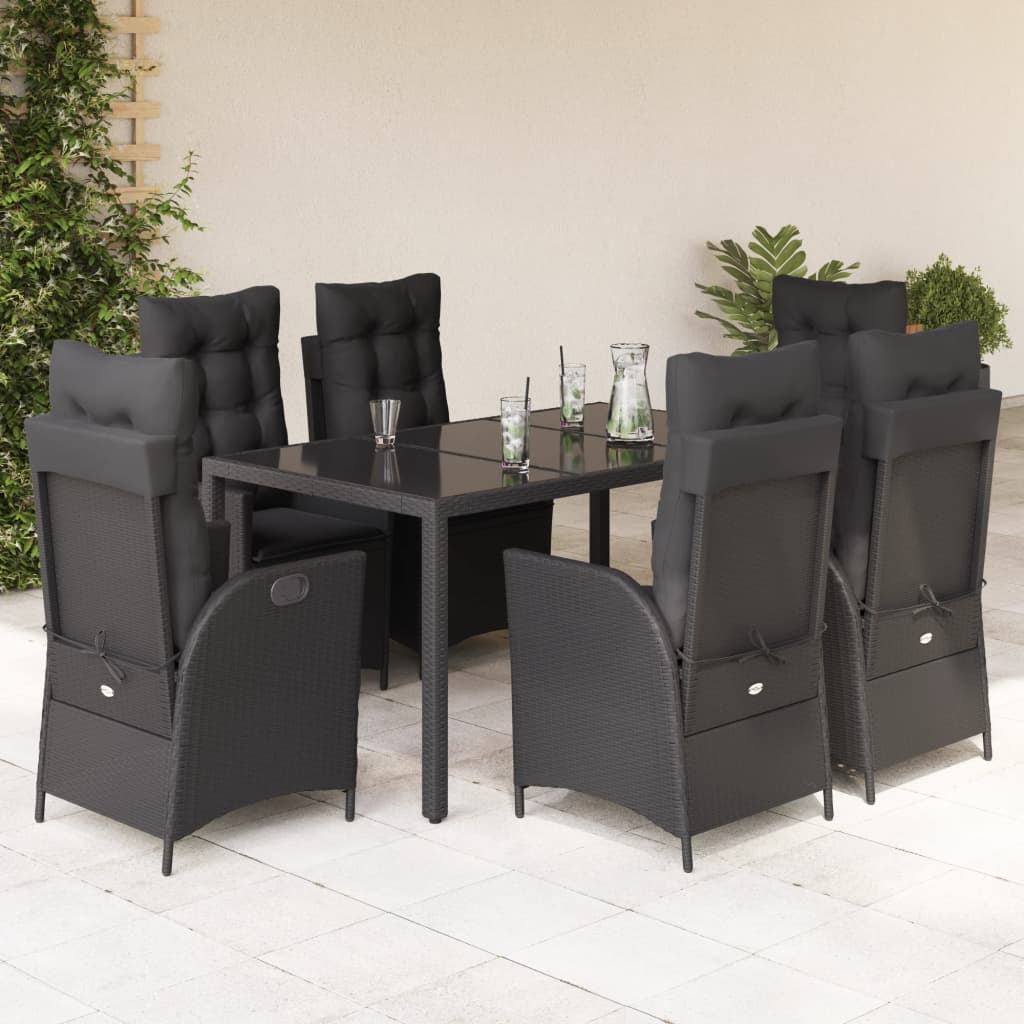 Set Mobilier De Grădină Cu Perne, 5 Piese, , Poliratan Negru