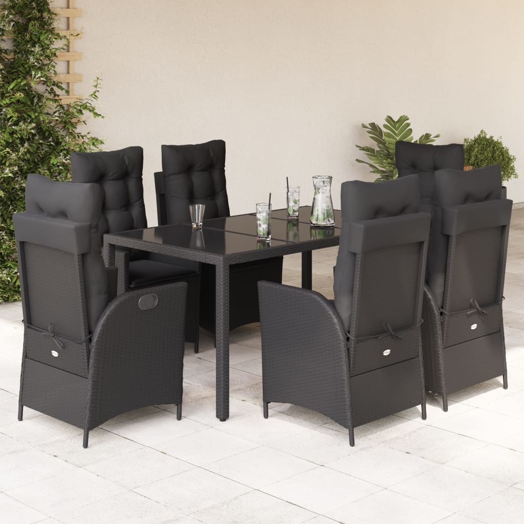 Set Mobilier De Grădină Cu Perne, 5 Piese, , Poliratan Negru